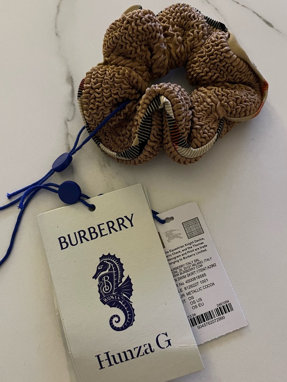 Burberry x Hunza G Brown Ruched Scrunchie